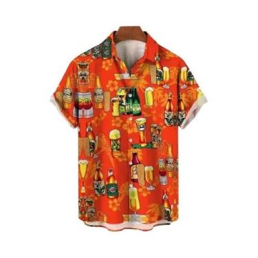 Imagem de Camisa Masculina De Verão Com Estampa 3D Para Festival De Cerveja, Est