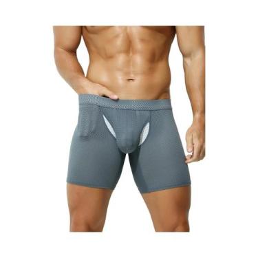 Imagem de Shorts Boxer Longos Respiráveis Em Malha U Convexa Sexy Para Homens - 