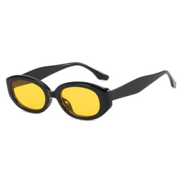 Imagem de Óculos de Sol Femininos Jelly Color Cat Eye Oval com Proteção UV400 para Esportes ao Ar Livre, Corrida e Ciclismo, Preto e Amarelo