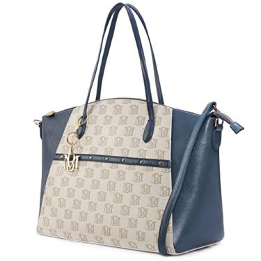 Imagem de Badgley Mischka Bolsa de viagem Caroline de couro vegano, Azul marino, 21.5"L X 7"W X 13.7"H