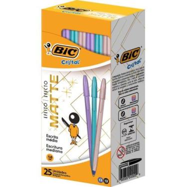 Imagem de Caneta Esferográfica BIC Cristal Mate Sortidas (caixa com 25 Unidades)