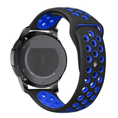 Imagem de TIOYW Pulseira de silicone de 20 mm e 22 mm para Galaxy Watch 3 de 45 mm/42 mm/Active-2 Gear S3 Frontier para Huawei GT/2/2e de 46 mm (preto azul, pulseira de relógio de 22 mm)