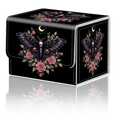 Imagem de Caixa de armazenamento de jogos de cartas para TCG Deck Box MTG Card Box Organizer Trading Card Box Commander Deck Box TCG Card Storage Box Magnetic Closure Creative Pattern até 200 cartas, borboleta