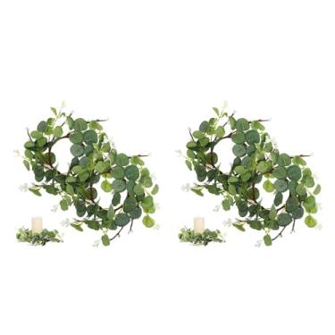 Imagem de YARNOW 4 anéis de vela de Páscoa – grinalda pequena de eucalipto de 7,5 cm para decoração de porta, parede e janela