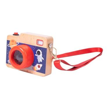 Imagem de Dynwave Mini câmera de madeira de brinquedo, com sons e luzes reais, brinquedo sensorial educativo, lente caleidoscópica para meninos e meninas.