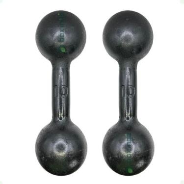 Imagem de Par de Halteres de Ferro Fundido Pintado - 10 Kg - BOX INGÁ