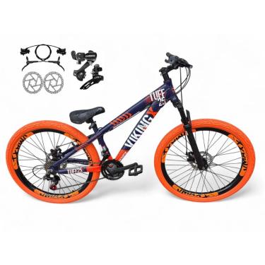 Imagem de Bicicleta Aro 26 Vikingx Tuff Freeride Câmbios Shimano 21v Freio Hidráulico Aros Vmaxx DH Pneu Flame-Unissex