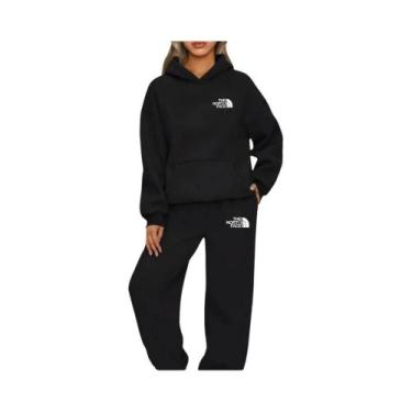 Imagem de Conjunto De Moletom Com Capuz Feminino De Alta Qualidade Estampa Casua