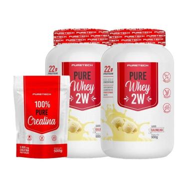 Imagem de Kit 2x Whey Pure 2W 900g + Creatina 100% Pura 500g PURETECH-Unissex