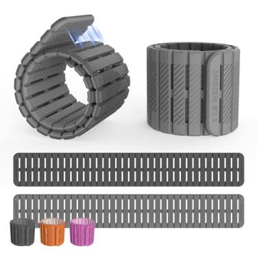 Imagem de VOGOGE Pesos magnéticos de silicone para pulso e tornozelo de 500 g cada (conjunto de 2) – Pulseiras ajustáveis para pilates, ioga, barra e treinamento diário, cinza grafite e cinza prateado