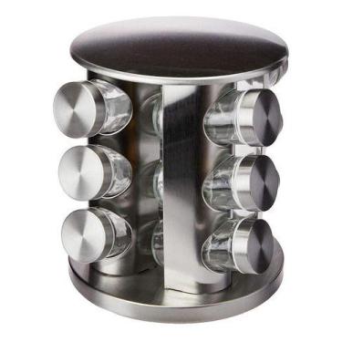 Imagem de Suporte Porta Condimento e Temperos Inox 12 Peças  Hauskraft, Prata
