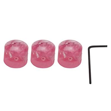 Imagem de Controlador de potenciômetro de corda de botão de guitarra elétrica conjunto de 3 unidades com chave para baixo elétrico acessórios de controle de volume de tom de fácil ajuste (Rosa)