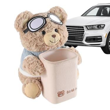 Imagem de Caixa De Lenços Para Carro | Lata De Lixo Automotivo Temático,Suporte Para Lenços E Lixeira De Pelúcia Urso 2 Em 1 Para Apoio De Braço Automotivo