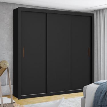 Imagem de Guarda Roupa Clara 3 Portas sem Espelho Preto - Carioca