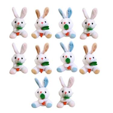Imagem de Kit 10 Coelhinhos de Pelúcia Páscoa Presente Decoração Enfeite Cenoura