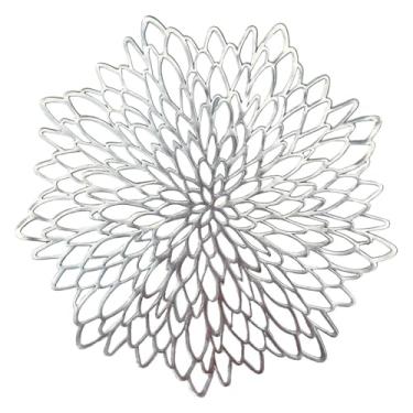 Imagem de Jogo americano de PVC 4/6/8 peças para mesa de jantar, almofada oca para copos, tapetes de tigela de mesa (prata, 4 peças)