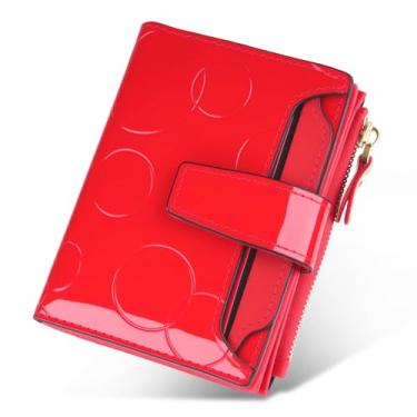 Imagem de Marlekarida Carteira feminina de couro nobre e elegante, lantejoulas, porta-cartão de identificação removível, estilo curto com três dobras, zíper e fecho de pressão, proteção RFID para proteger