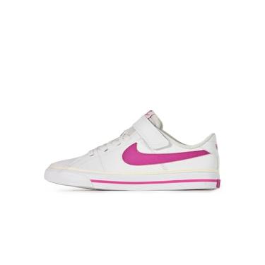Imagem de Nike Tênis Court Legacy Little Shoes, branco/fúcsia a laser, 2,5 EUA unissex infantil, Branco/fúcsia a laser, 15