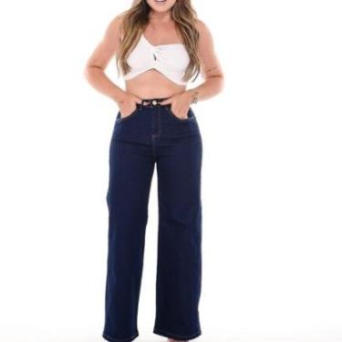 Imagem de Calça Wide leg Mom Feminina Paper Bag Pant Semi Baggy Cintura Alta-Feminino