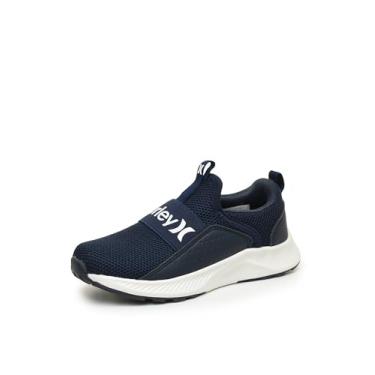 Imagem de Hurley Tênis infantil sem cadarço Cameron – Tênis esportivo leve para meninos e meninas com faixa elástica, cabedal de malha respirável e palmilha acolchoada – Tênis de corrida fácil de colocar e