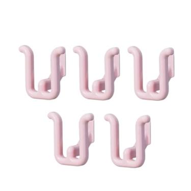 Imagem de Conjuntos de 5/10 ganchos de armazenamento de chinelos, prateleiras sem perfuração nas paredes do banheiro, prateleiras internas e domésticas, ferramentas de armazenamento de chinelos (rosa, 5 peças)