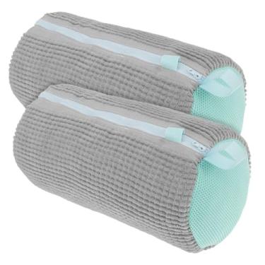 Imagem de 2 peças saco de lavagem de sapatos, rede de roupa de algodão, sacos de lavagem fofos, organizador antideformação, bolsa de sapato removível para uso doméstico (cinza)