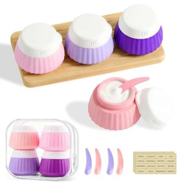 Imagem de Udihch Frasco Gream facial de 40 ml, pequenos recipientes de viagem com tampas, frascos de cosméticos recarregáveis selados de silicone à prova de vazamento para creme facial, loção, pomada, maquiagem