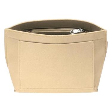 Imagem de AKEIE Mantenha sua bolsa organizada – Inserção organizadora de bolsa média com zíper, forro organizador de bolsa de feltro para bolsa, mochila, bolsa de ombro