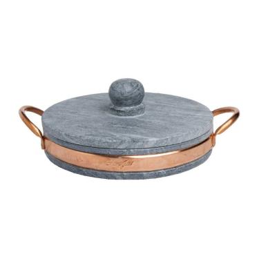 Imagem de Frigideira Gourmet com Tampa Pedra Sabão Alça Cobre 22x4cm