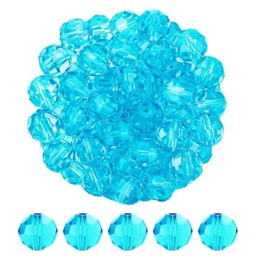 Imagem de Mandala Crafts Contas de vidro de cristal redondas turquesa de 10 mm, 150 contas facetadas para design de joias para adultos, acessórios de moda e aplicações decorativas