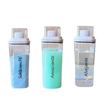 Imagem de Dispenser 2,3L Organizador Lavanderia Herméticos Porta Sabão Em Pó Percarbonato de Sódio para Organizar Produtos de Limpeza, Prático para Uso Diário em Casa(3Un Sab Pó/Amaciant/Alvejant)