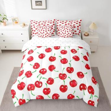 Imagem de Jogo de cama solteiro com 7 peças, cereja oriental kawaii, para meninas, com edredom, fronhas, lençol com edredom e edredom para adolescentes