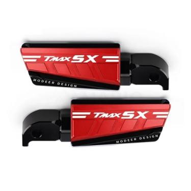 Imagem de Anti-derrapante Pedais traseiros de alumínio para descanso pé, para tmax530 tmax 530 dx sx 2017 2018 2019 cnc(Red TMAXSX A)