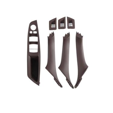Imagem de Interior do carro maçaneta da porta interior painel puxar guarnição capa Compatível com bmw série 5 f10 f11 520i 523i 525i 528i 535i 7 peças conjunto(RHD-Mocha 7pcs)