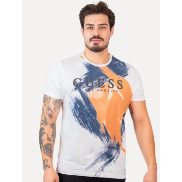 Imagem de Camiseta Guess Masculina Watercolor Grunge Branca-Masculino