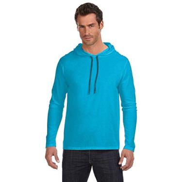 Imagem de Camiseta com capuz de manga longa leve Anvil, Caribbean Blue, X-Large