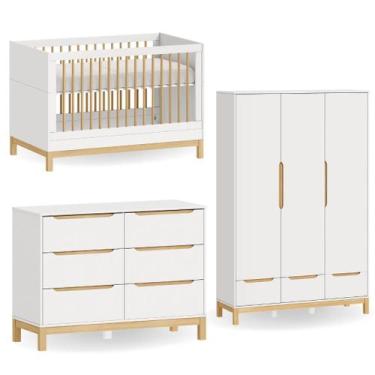 Imagem de Quarto de bebê completo com Berço 2 em 1, Cômoda e Guarda Roupa Cozy  