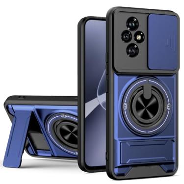 Imagem de SORAKA Capa para Honor 200 com suporte,proteção de lente com janela e capa dupla de PC e TPU compatível com suporte magnético para carro