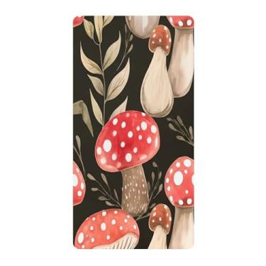 Imagem de Blueangle Lençol de berço padrão para berço infantil - Lençóis de algodão macio e respirável com cogumelos vermelhos aquarela (855)