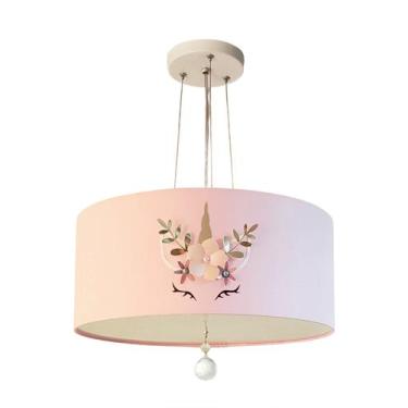 Imagem de Lustre Pendente Infantil Unicórnio Cúpula Rosa 30x15 2E27 - Tom Luz, B