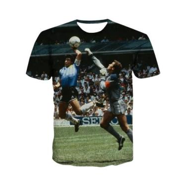 Imagem de Camiseta Masculina Estampada Em 3D De Estrela Do Futebol - Moda Verão 