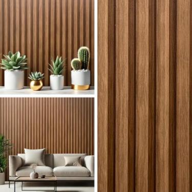 Imagem de Papel de Parede Adesivo Sala Quarto Ripas Madeira Clara Lisa Autocolante(10 Metros,Ripado Nogueira)