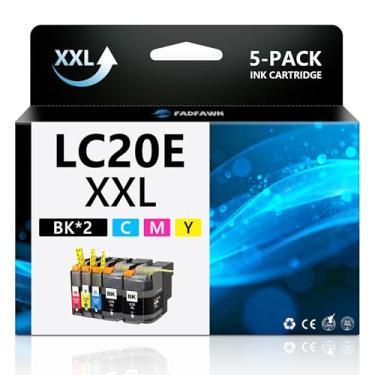 Imagem de FADFAWN Cartuchos de tinta LC20EXXL com super alto rendimento de substituição para Brother LC20E LC-20E Funciona com impressora MFC-J985DW MFC-J775DW MFC-J5920DW (2BK/C/M/Y, pacote com 5)