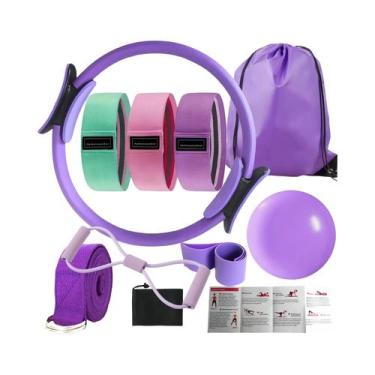 Imagem de Kit De Pilates E Yoga Com 10 Peças: Cinto De Alongamento, Bola E Cinto