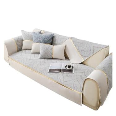 Imagem de THJKUPO Capa de sofá ondulada totalmente embrulhada almofada de pano capa de apoio de braço toalha almofada de sofá quatro estações geral (110 * 180 cm)