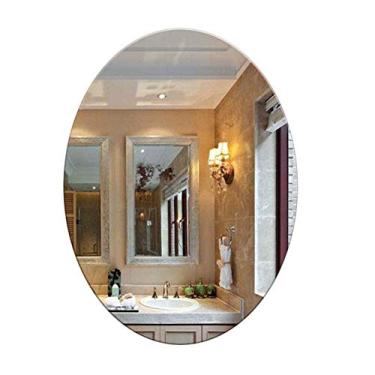 Imagem de Espelho de banheiro grande espelho oval simples - espelhos grandes de penteadeira sem moldura espelho de aumento de maquiagem espelho de aumento de banheiro - espelho de corredor para sala de estar
