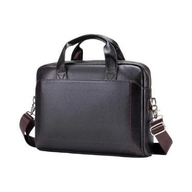 Imagem de Bolsa De Couro Genuíno Masculina Para Laptop, Pasta Executiva Transver
