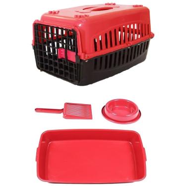 Imagem de Kit Caixa de Transporte Nº1 para Gatos, Caixa de Areia, Pá e Comedor