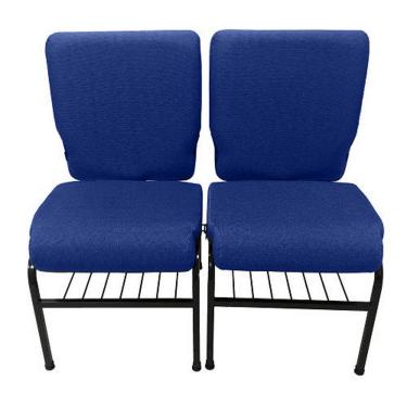 Imagem de 02 Cadeiras para Igrejas c/ Porta Biblía e Porta Cálice Azul