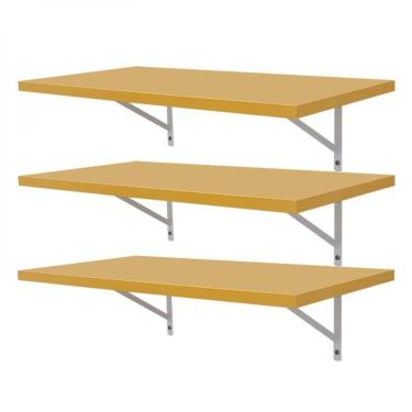 Imagem de Kit 3 Prateleiras 50 X 25cm Amarela Com Mão Francesa